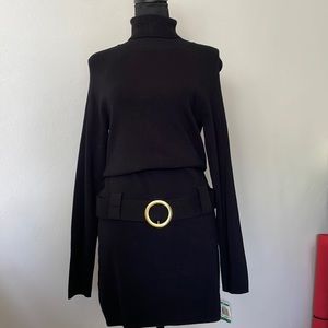VINTAGE BLACK LONG SLEEVE DRESS WITH BUCKLE